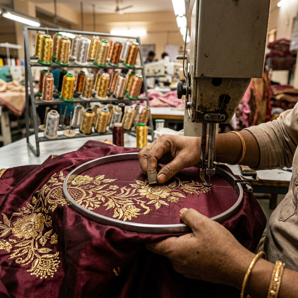 Embroidered Fabrics exporter India wholesale Surat embroidery