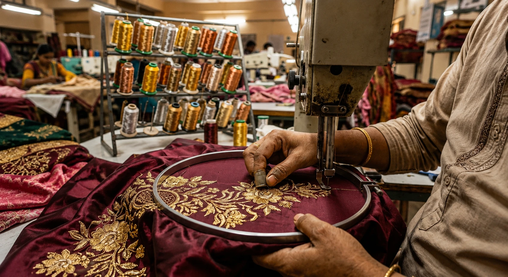 Embroidered Fabrics exporter India wholesale Surat embroidery