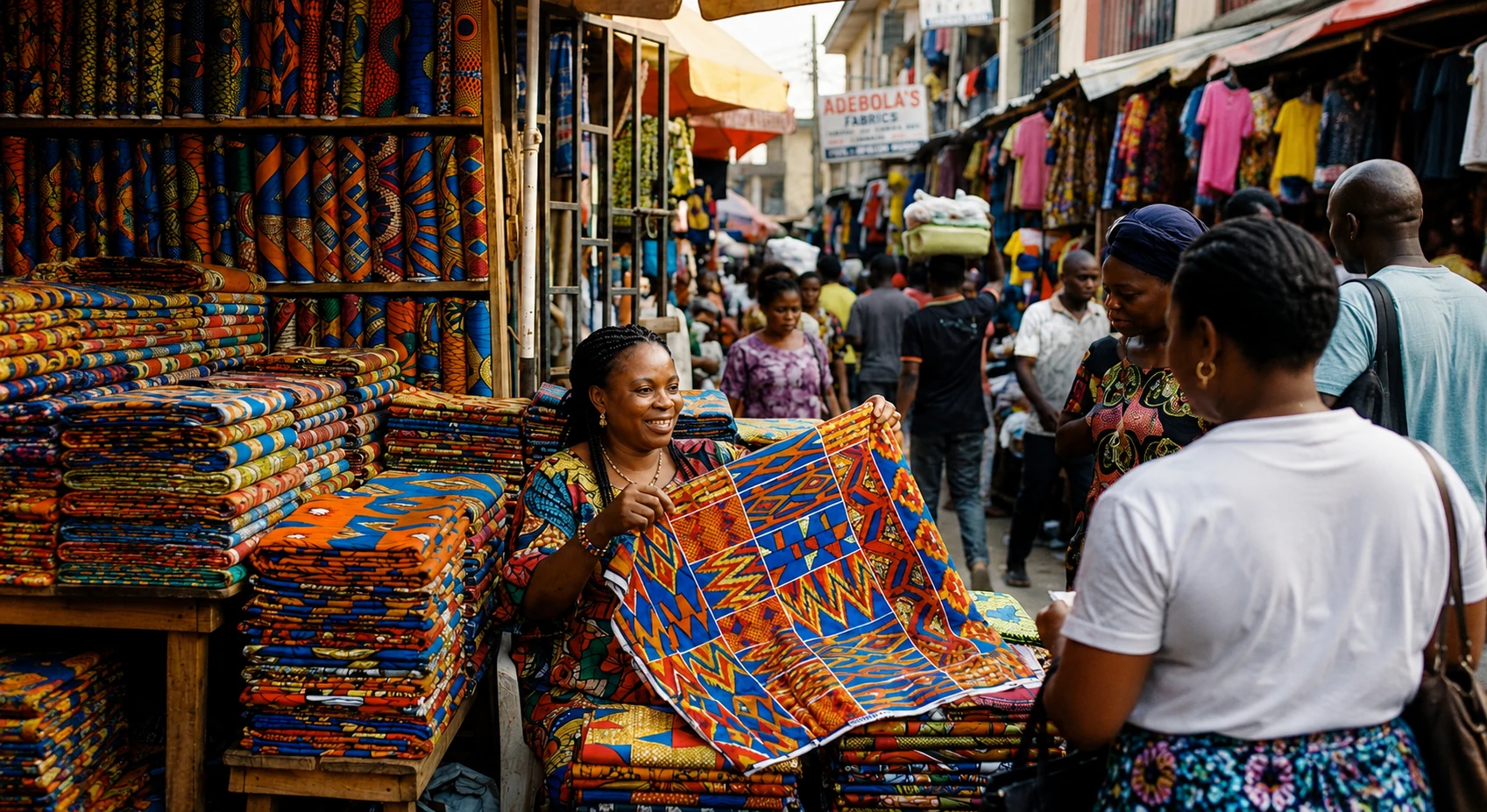African wax print Ankara fabric rolls for Nigeria import from India