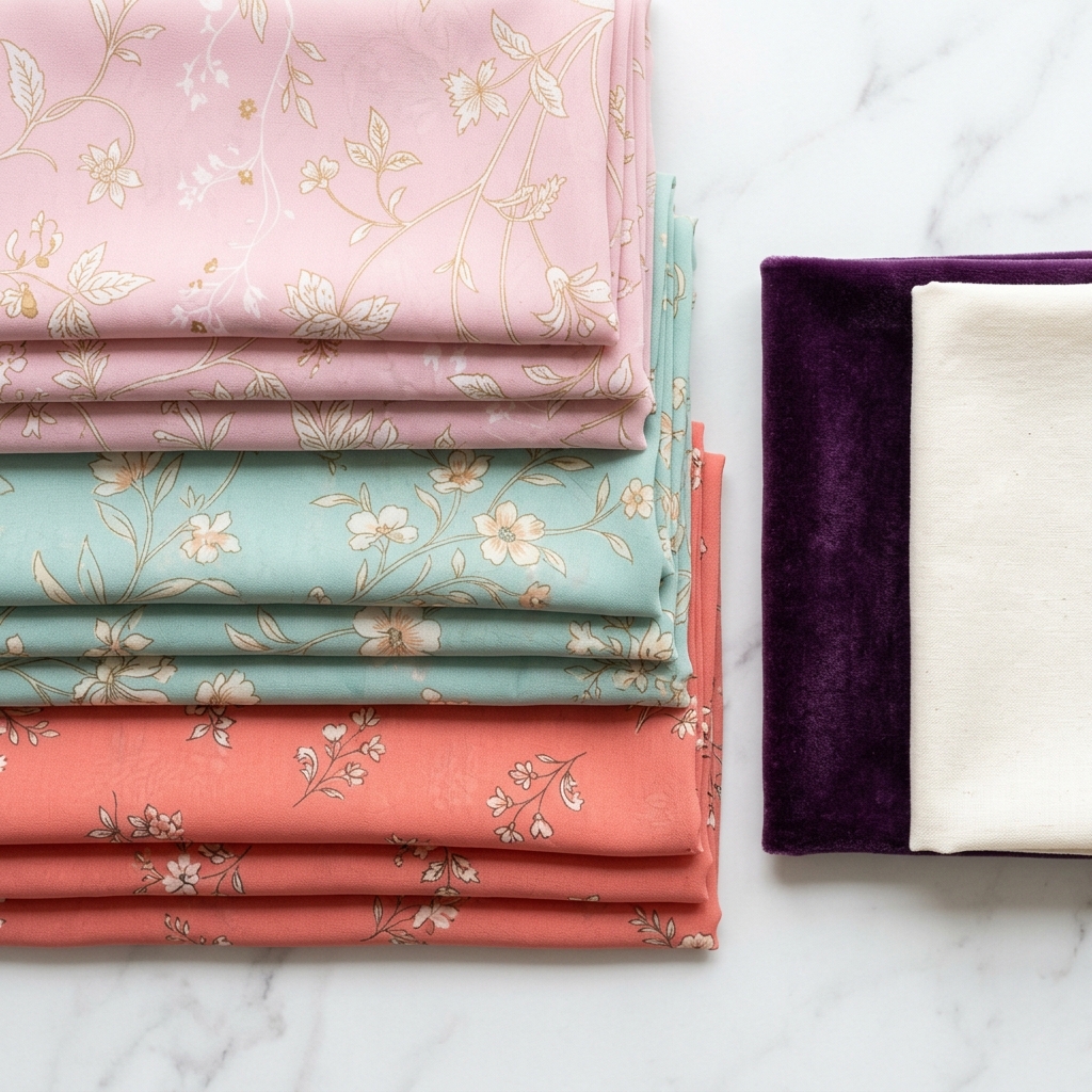 Printed Plain Fabrics exporter India wholesale Surat chiffon velvet
